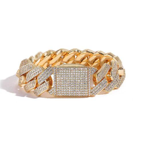 Brass Bracelet plated Unisex & micro pave cubic zirconia Sold By PC