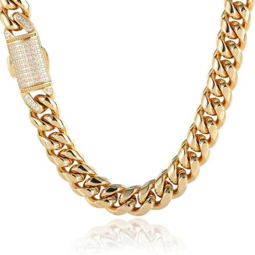 304 Stainless Steel Necklace plated & micro pave cubic zirconia & for man Sold By PC