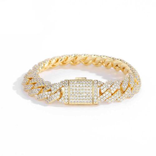 Brass Bracelet plated & micro pave cubic zirconia & for man Sold By PC