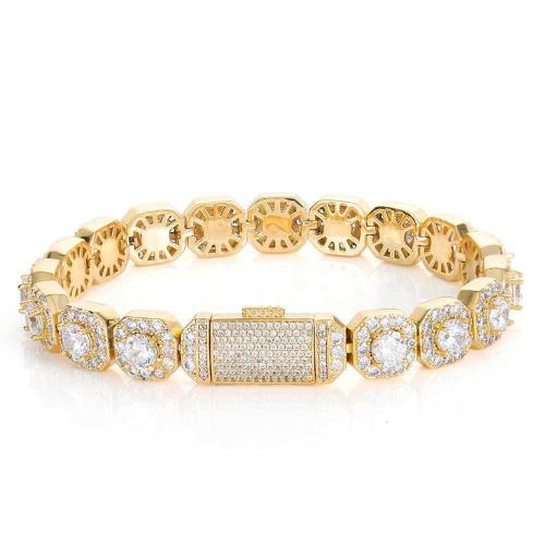 Brass Bracelet plated & micro pave cubic zirconia & for man Sold By PC