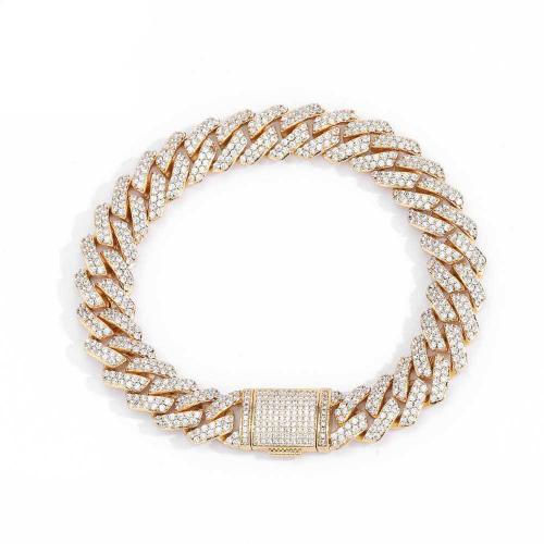 Brass Bracelet plated & micro pave cubic zirconia & for man Sold By PC