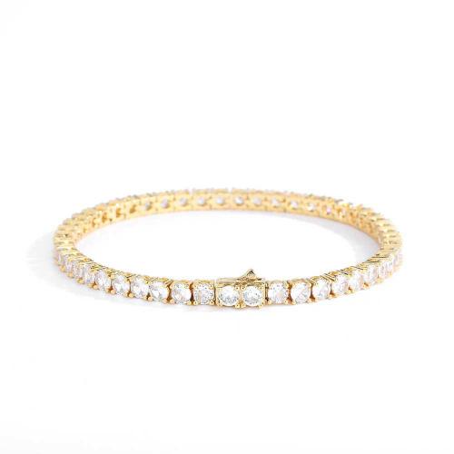 Brass Bracelet plated Unisex & micro pave cubic zirconia Sold By PC