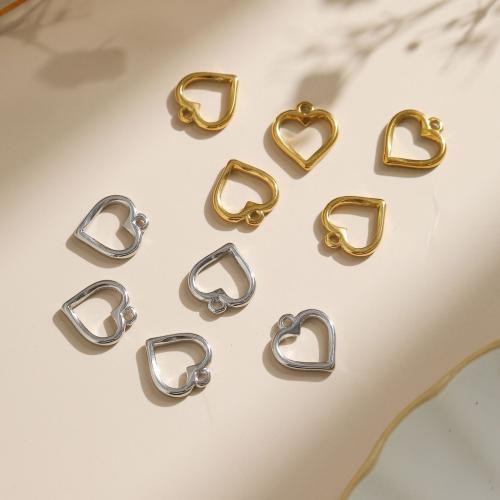 Stainless Steel Heart Pendants 304 Stainless Steel Vacuum Ion Plating DIY & hollow Sold By Bag