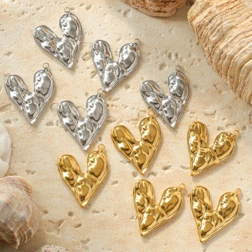 Stainless Steel Heart Pendants 304 Stainless Steel Vacuum Ion Plating DIY Sold By Bag