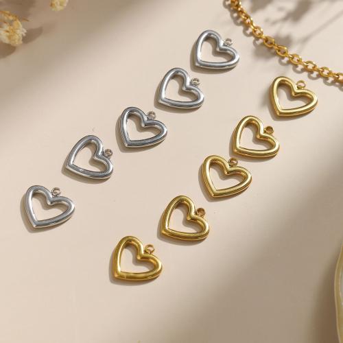 Stainless Steel Heart Pendants 304 Stainless Steel Vacuum Ion Plating DIY & hollow Sold By Bag