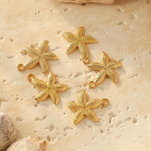 Stainless Steel Pendants 304 Stainless Steel Starfish Vacuum Ion Plating DIY Sold By Bag