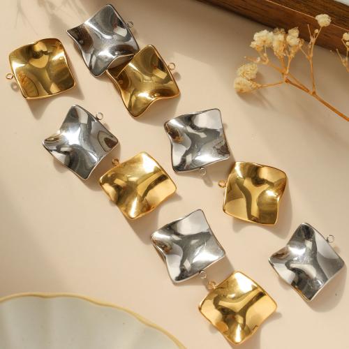 Stainless Steel Pendants 304 Stainless Steel Square Vacuum Ion Plating DIY Sold By Bag