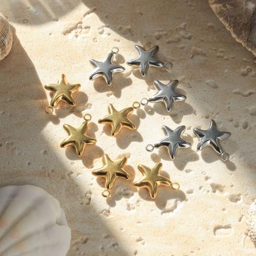 Stainless Steel Pendants 304 Stainless Steel Starfish Vacuum Ion Plating DIY Sold By Bag