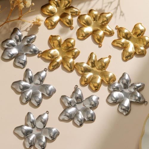 Stainless Steel Flower Pendant 304 Stainless Steel Vacuum Ion Plating DIY Sold By Bag