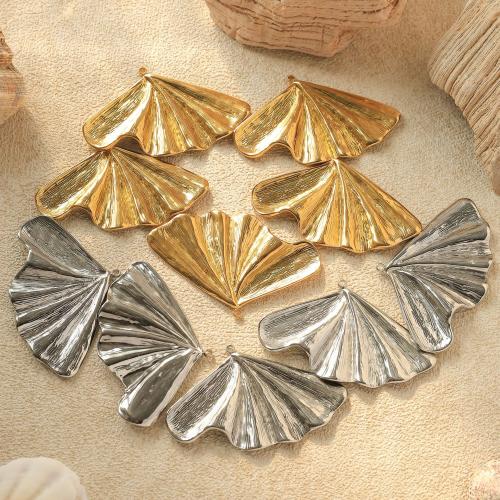 Stainless Steel Pendants 304 Stainless Steel Ginkgo Leaf Vacuum Ion Plating DIY Sold By Bag