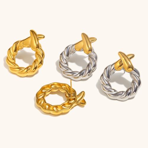 Stainless Steel Stud Earrings 304 Stainless Steel Wheat plated for woman Sold By Pair