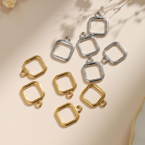 Stainless Steel Pendants 304 Stainless Steel Square plated DIY Sold By Bag