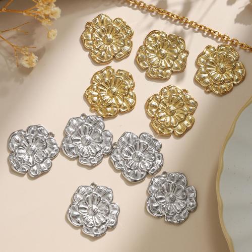 Stainless Steel Flower Pendant 304 Stainless Steel plated DIY Sold By Bag