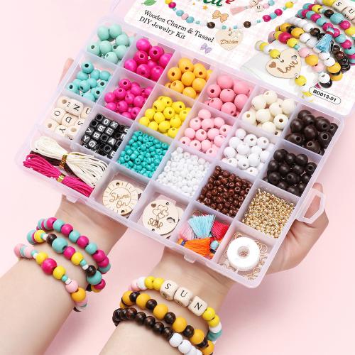 Wood Beads with Plastic DIY mixed colors Sold By Box