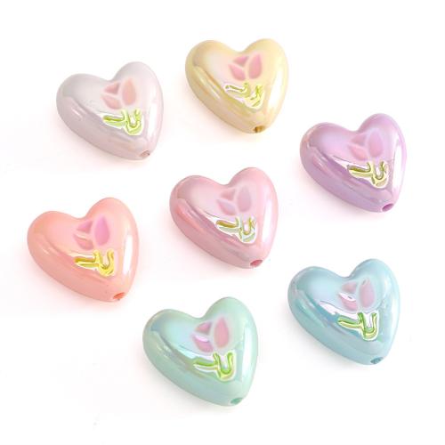 Plated Acrylic Beads Heart DIY & enamel Sold By Bag