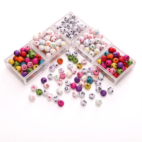 Alphabet Acrylic Beads Round DIY 8mm Sold By Bag