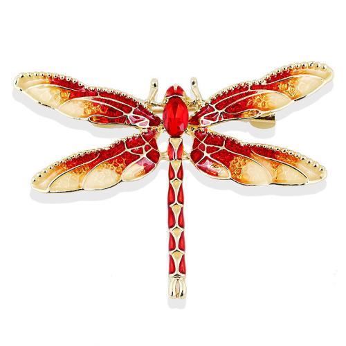 Zinc Alloy Brocher, Dragonfly, Unisex & emalje & med rhinestone, flere farver til valg, Solgt af PC