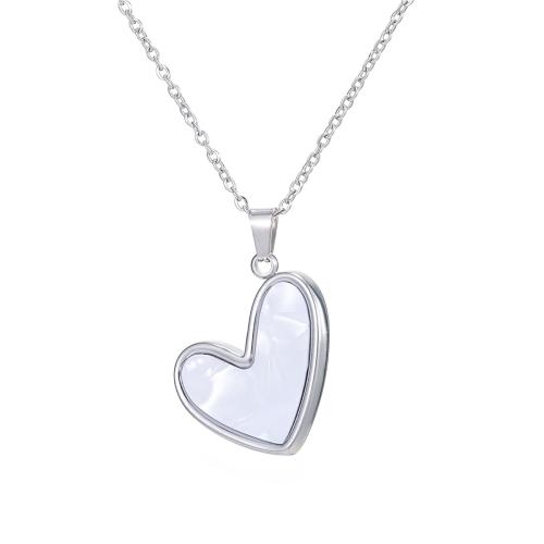 Fashion Stainless Steel Jewelry Sets 304 Stainless Steel with White Shell Heart plated fashion jewelry & Unisex original color Sold By Set