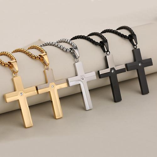 Stainless Steel Cross Pendants 304 Stainless Steel plated DIY & with rhinestone Sold By PC