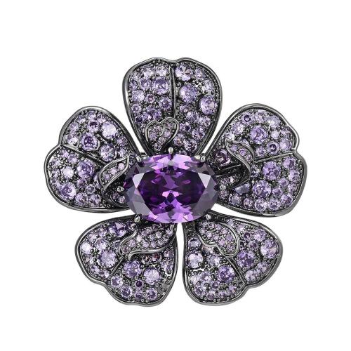 Brass Brooch micro pave cubic zirconia & for woman silver color Sold By PC