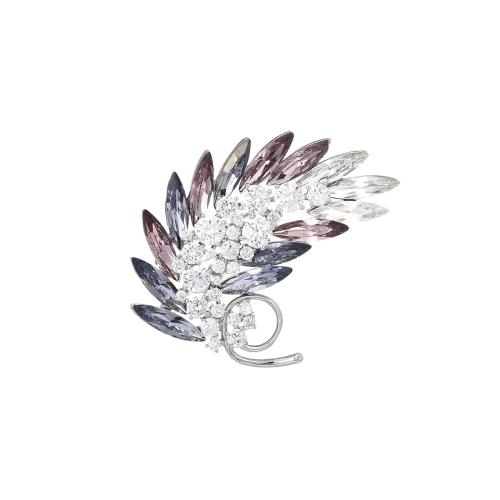 Brass Brooch with Austrian Crystal plated micro pave cubic zirconia & for woman silver color Sold By PC