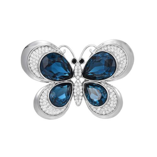 Brass Brooch with Austrian Crystal plated micro pave cubic zirconia & for woman silver color Sold By PC