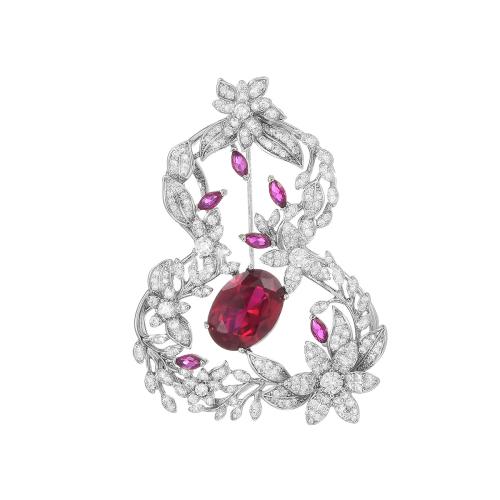 ottone spilla, placcato, Micro spianare cubic zirconia & per la donna, argento, 38x52mm, Venduto da PC