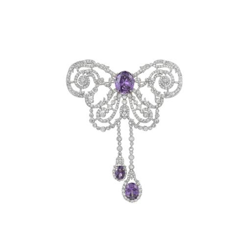 ottone spilla, placcato, Micro spianare cubic zirconia & per la donna, argento, 71x59mm, Venduto da PC