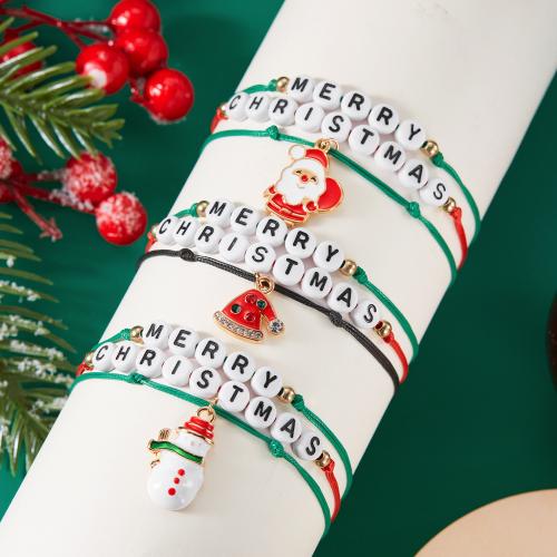 Christmas Holiday Bracelet Nylon with Zinc Alloy & Acrylic Vacuum Ion Plating Christmas Design & for woman & enamel Sold By PC