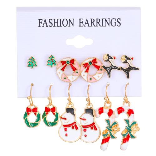 Christmas Earrings Zinc Alloy Vacuum Ion Plating Christmas Design & for woman & enamel Sold By Set