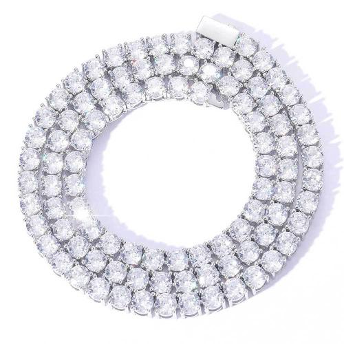 ottone collana, Quadrato, placcato, unisex & formato differente per scelta & Micro spianare cubic zirconia, nessuno, Venduto da PC