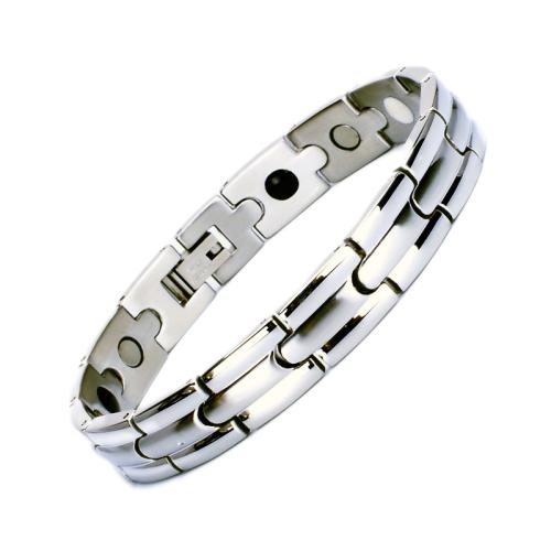 Titanium Staal Armband, met Zwart + magnetisch + steen, plated, mode sieraden & uniseks, meer kleuren voor de keuze, Lengte Ca 8.5 inch, Verkocht door PC