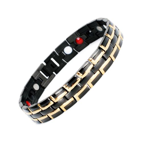 Partículas de aço pulseira, with Black+Magnetic+Stone Preto +Magnetic + Stone, banhado, joias de moda & para o homem, Mais cores pare escolha, comprimento Aprox 8.7 inchaltura, vendido por PC