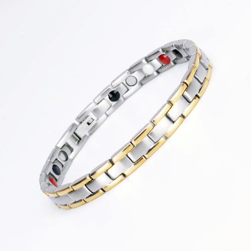 Titanium Steel Bracelet with Black Magnetic Stone plated fashion jewelry & for woman Length Approx 7.8 Inch Sold By PC