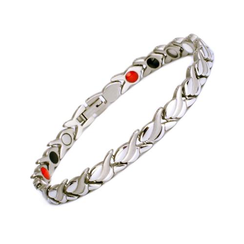 Acier titane bracelet, avec Germanium (Germanium) & Pierre de Noir-Magnetic, Placage, bijoux de mode & unisexe, plus de couleurs à choisir, Longueur Environ 8 pouce, Vendu par PC