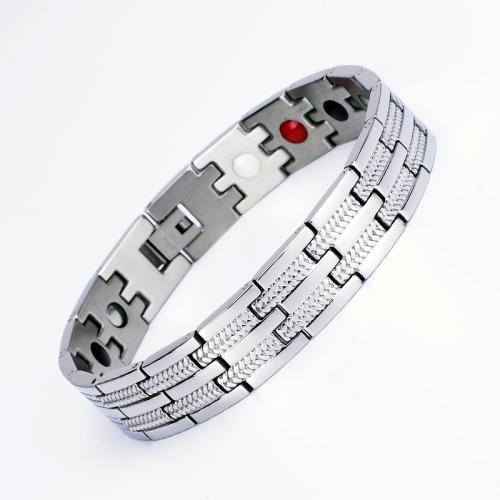 Titanium Staal Armband, met Zwart + magnetisch + steen, plated, mode sieraden & uniseks, meer kleuren voor de keuze, Lengte Ca 8.7 inch, Verkocht door PC