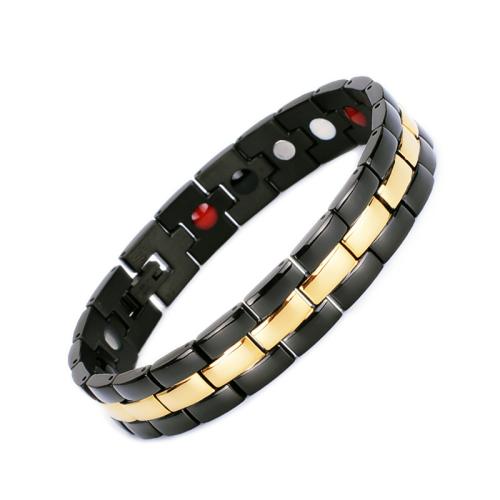 Partículas de aço pulseira, with Germânio & Black+Magnetic+Stone Preto +Magnetic + Stone, banhado, joias de moda & unissex, Mais cores pare escolha, comprimento Aprox 8.7 inchaltura, vendido por PC