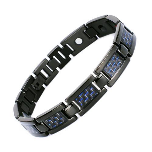 Titanium Steel Bracelet with Germanium & Carbon Fibre plated fashion jewelry & for man Length Approx 8.7 Inch Sold By PC