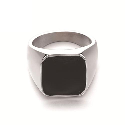 Acier inoxydable 304 bague, cadre, normes différentes pour le choix & pour homme & autocollant époxyde, couleur originale, Taille:7-13, Vendu par PC