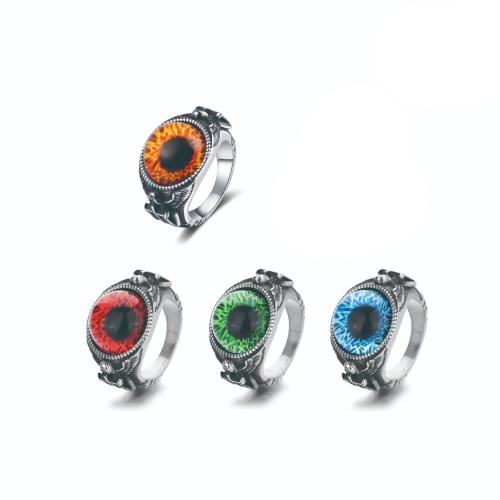 304 Stainless Steel Finger Ring with Acrylic Evil Eye & for man & blacken US Ring Sold By PC