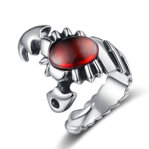 Acier inoxydable 304 bague, avec Acrylique, scorpion, normes différentes pour le choix & pour homme & noircir, couleur originale, Taille:7-13, Vendu par PC