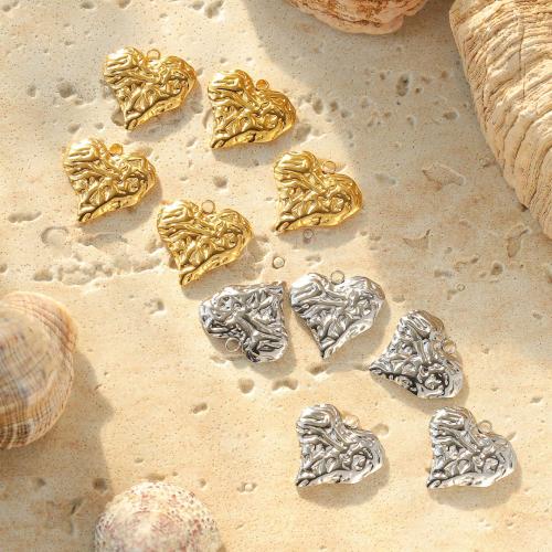 Stainless Steel Heart Pendants 304 Stainless Steel Vacuum Ion Plating DIY Sold By Bag