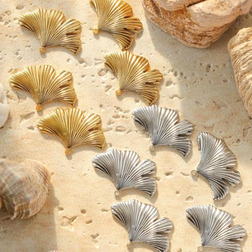 Stainless Steel Pendants 304 Stainless Steel Ginkgo Leaf Vacuum Ion Plating DIY Sold By Bag