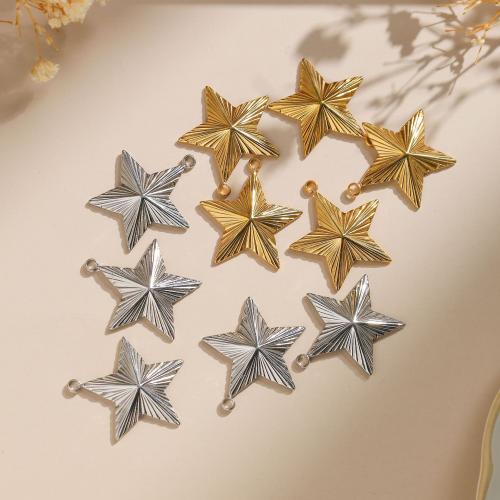 Stainless Steel Pendants 304 Stainless Steel Star Vacuum Ion Plating DIY Sold By Bag