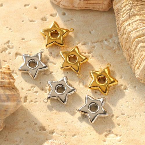 Stainless Steel Pendants 304 Stainless Steel Star Vacuum Ion Plating DIY Sold By Bag