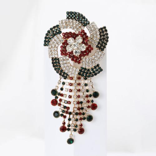 Zinklegering broches, Zinc Alloy, Bloem, silver plated, voor vrouw & met strass, nikkel, lood en cadmium vrij, Verkocht door PC