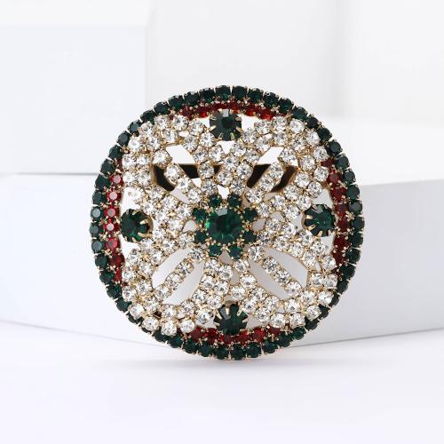 Zinklegering broches, Zinc Alloy, Ronde, silver plated, voor vrouw & met strass, nikkel, lood en cadmium vrij, Verkocht door PC