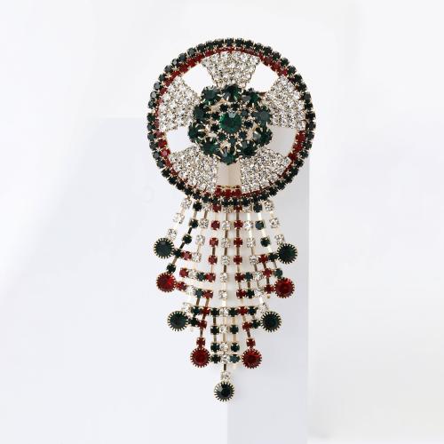 Zinc Alloy Brooches Round gold color plated for woman & with rhinestone nickel lead & cadmium free Sold By PC