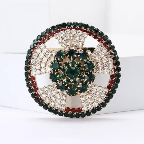 Zinc Alloy Brooches Round gold color plated for woman & with rhinestone nickel lead & cadmium free Sold By PC