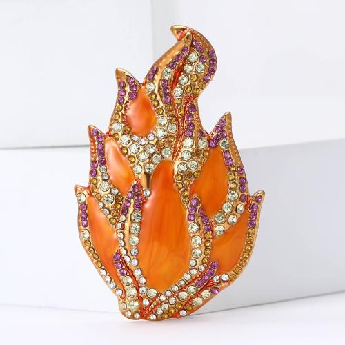 Zinklegering broches, Zinc Alloy, Pitaya, gold plated, voor vrouw & glazuur & met strass, oranje, nikkel, lood en cadmium vrij, Verkocht door PC